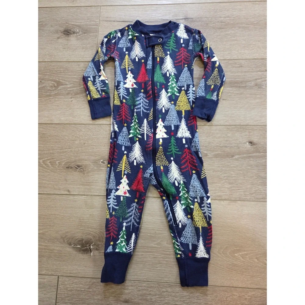 Hanna Andersson Twinkly Trees Christmas Holiday One Piece Pajamas 80 US 18-24m